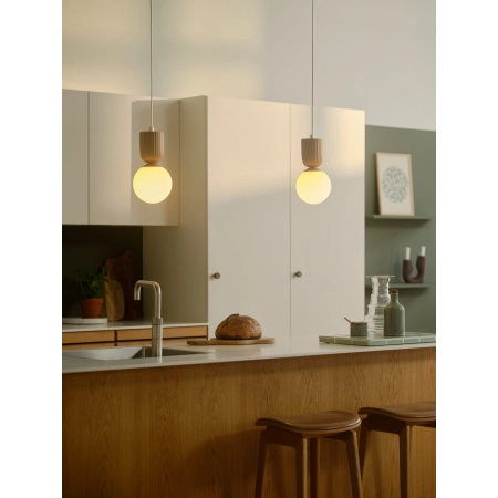 Lampa wisząca jasnobrązowa + klosz biały Sadie NO2512603018 - Nordlux